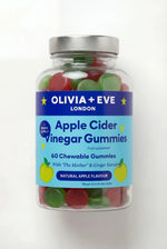 Jar of Olivia + Eve London Apple Cider Vinegar Gummies on a white background
