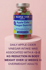 Jar of Apple Cider Vinegar Gummies with text on a pink background